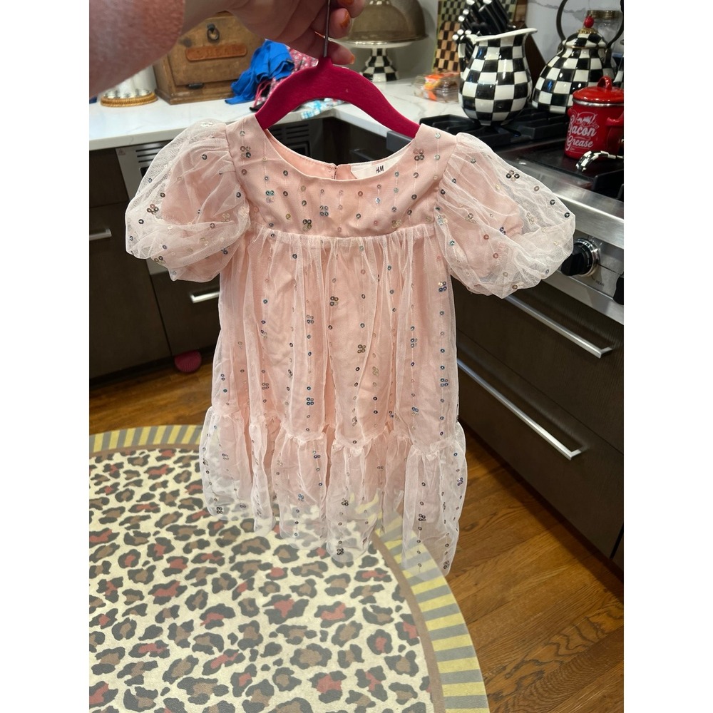 H&M SEQUINED TULLE DRESS WITH BALLOON SLEEVESโ dress girls 2T